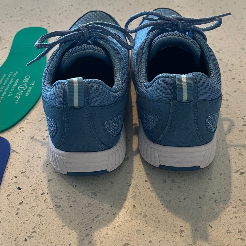 Ortho Feet Ladies Blue Knit Lace-Up Sneakers - Picture 4 of 11